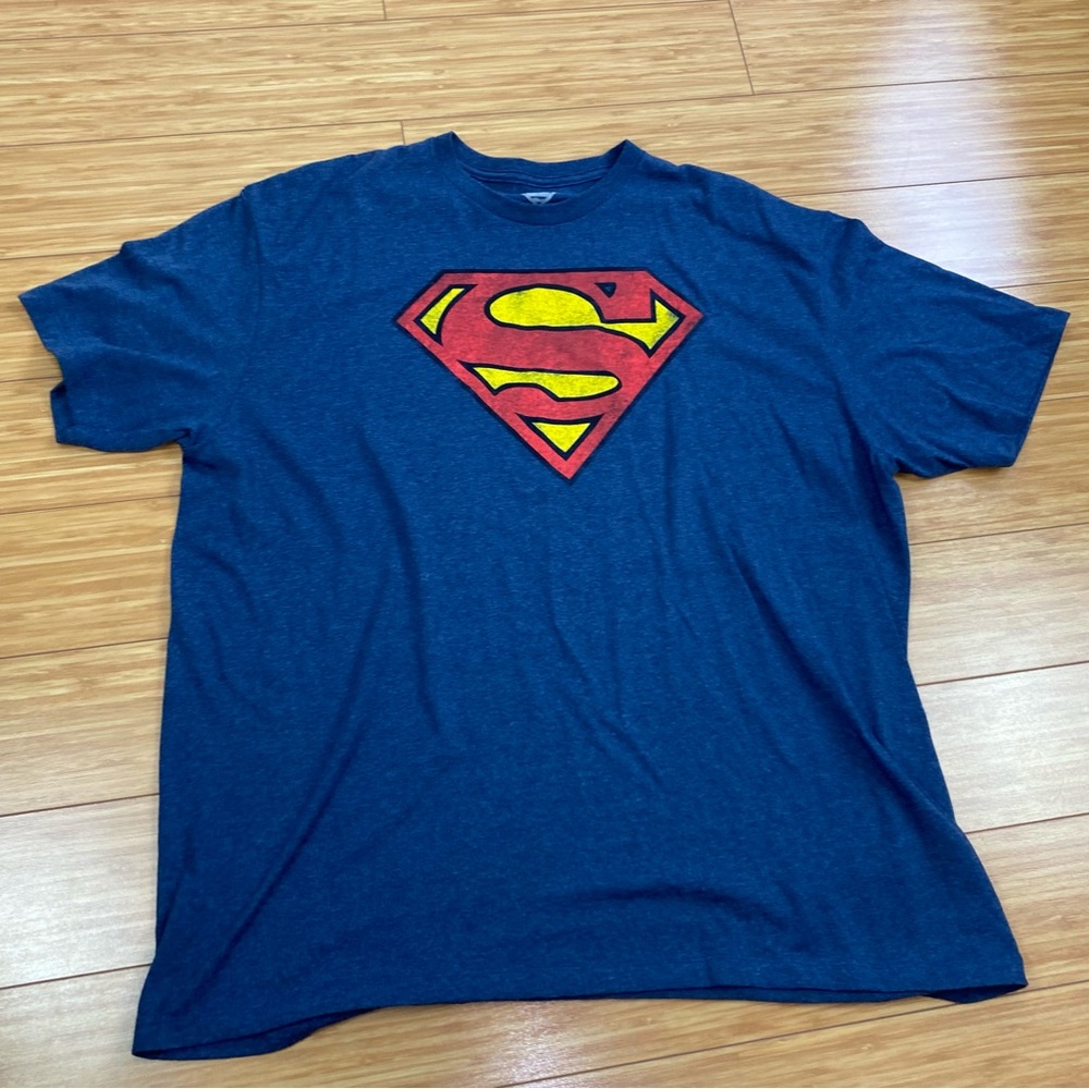 Superman T-Shirt Size 2XL Heather  Blue DC Comics Graphic Cotton Short Sleeve
